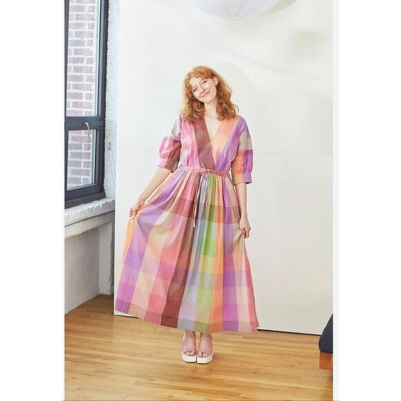Rujuta Sheth Dresses & Skirts - RUJUTA SHETH Malibu Dress - Merida Chex oversized boho lagenlook Sz XS/S